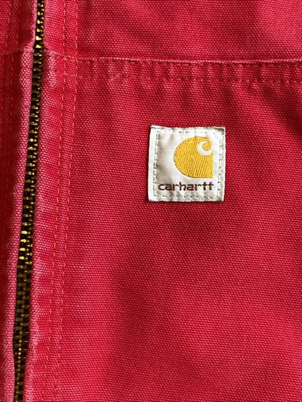 VTG Carhartt Y2K Unisex Red Hooded Zip-Up Work Farm Jacket Large USA Made - Picture 16 of 16